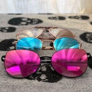 Trendy Sunglasses Set with Pink and Blue Lenses